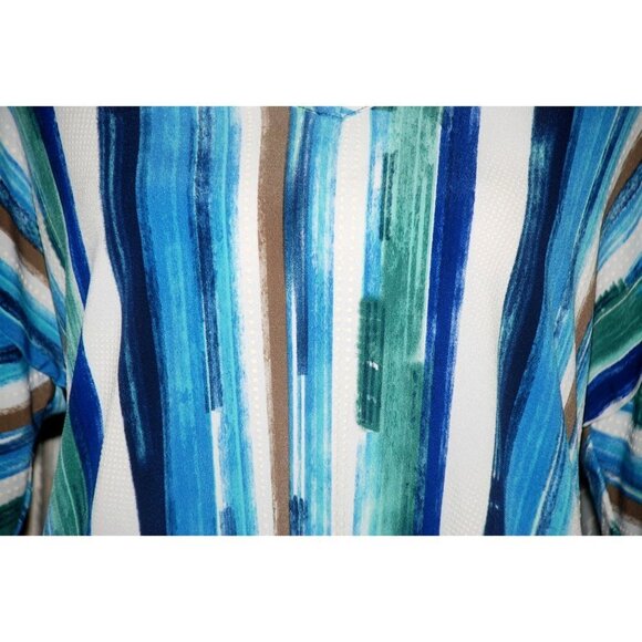 Cato Est. 1946 Ladies Blue Blouse Top Size S Beaded Faux Necklace Bell SS V-Neck - Picture 3 of 10